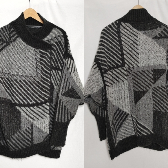 Prana Celandine Sweater Gray Green Wool Blend Dolman Sleeve‎ Oversized Snap M L - Picture 1 of 10